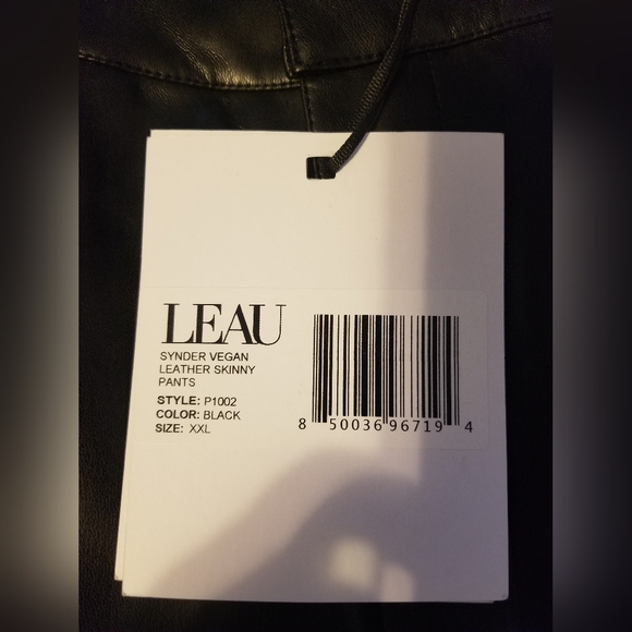 NWT LEAU Synder Vegan Leather Skinny Pants Color Black Size XXL - Picture 9 of 15